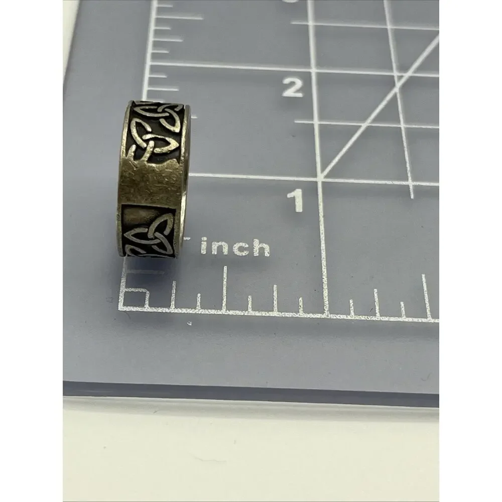 STERLING SILVER SS WJo EMBOSSED CELTIC TRIAD KNOT BAND RING SIZE 6 925
